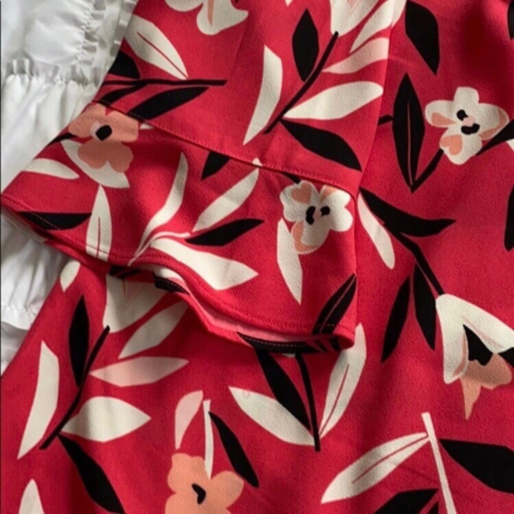 Talbots Red Floral Scoop Neck Tunic - Picture 2 of 5